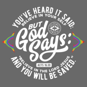 BELIEVE IN THE LORD JESUS - RAINBOW - PREMIUM T-SHIRT - CHARCOAL HEATHER GREY - 7U2E6G Design
