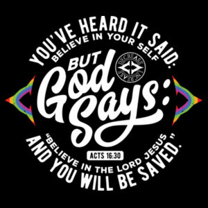 BELIEVE IN THE LORD JESUS - RAINBOW - PREMIUM T-SHIRT - BLACK - 7U2E6G Design