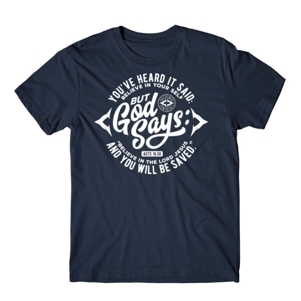 BELIEVE IN THE LORD JESUS - PREMIUM T-SHIRT - NAVY BLUE - 58ZBRW Thumbnail