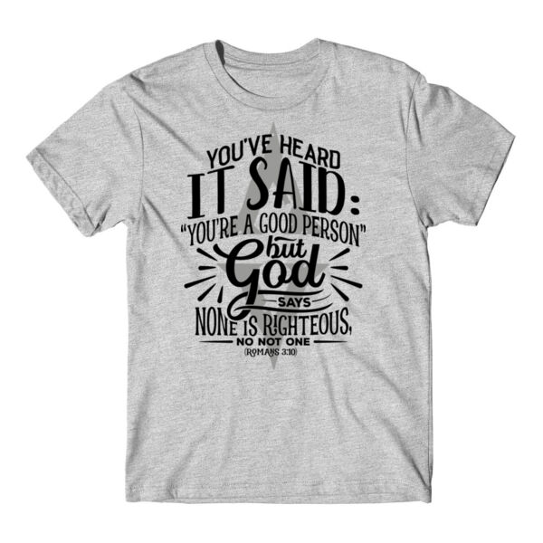 NONE IS RIGHTEOUS - PREMIUM T-SHIRT - LIGHT GREY HEATHER - 9ZWP2S Thumbnail